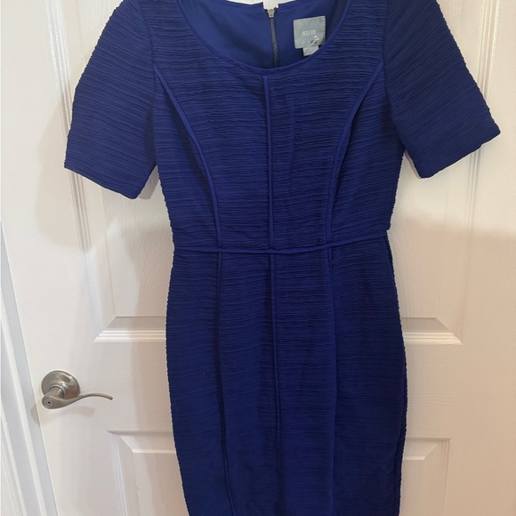 Maeve Dresses & Skirts - Maeve Royal Blue Textured Midi Dress Chic Classy